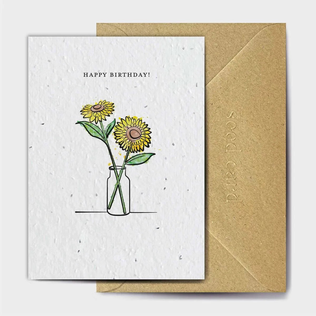 Yellow Flower In Vase Birthday Seeded card