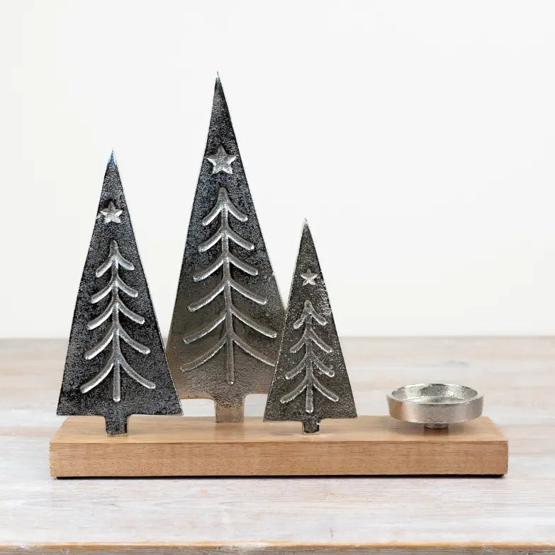 Festive Trees On Base Candle Holder 30cm