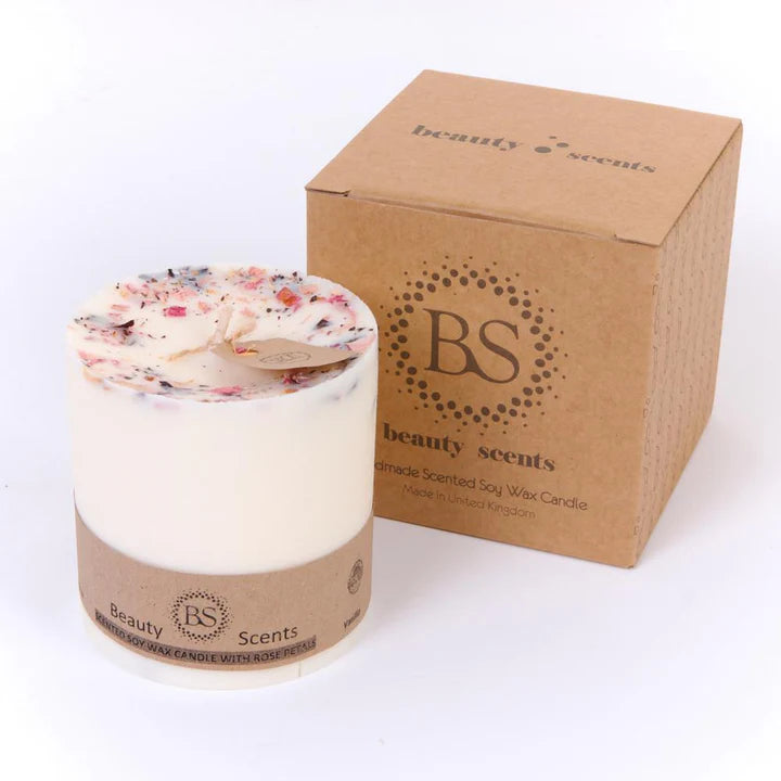 Champagne and Roses Scent Candle with With Rose Petals