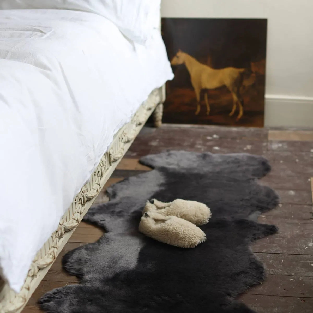 Double Sheepskin Rug/ Throw in Graphito Grey