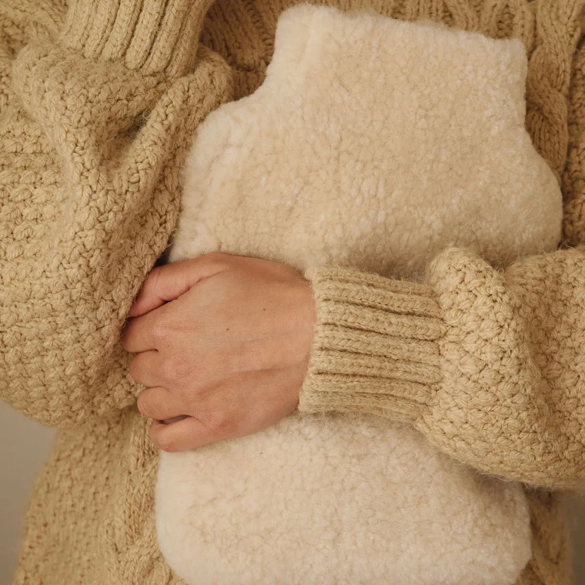 Sheepskin Hot Water Bottle Cover in Cream