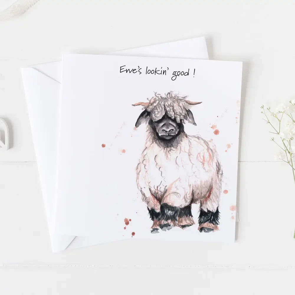 Valais Sheep Looking Good Greeting Card