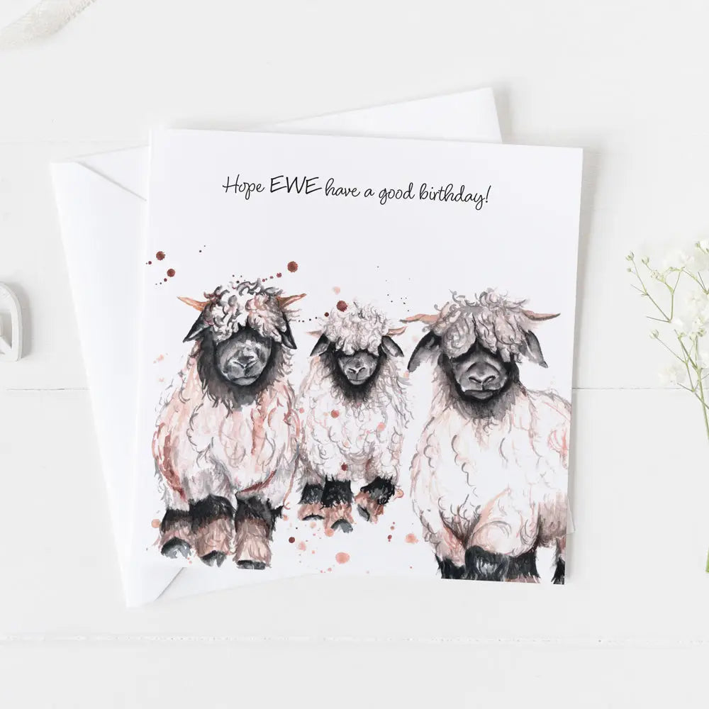 Valais Sheep Birthday Greeting Card