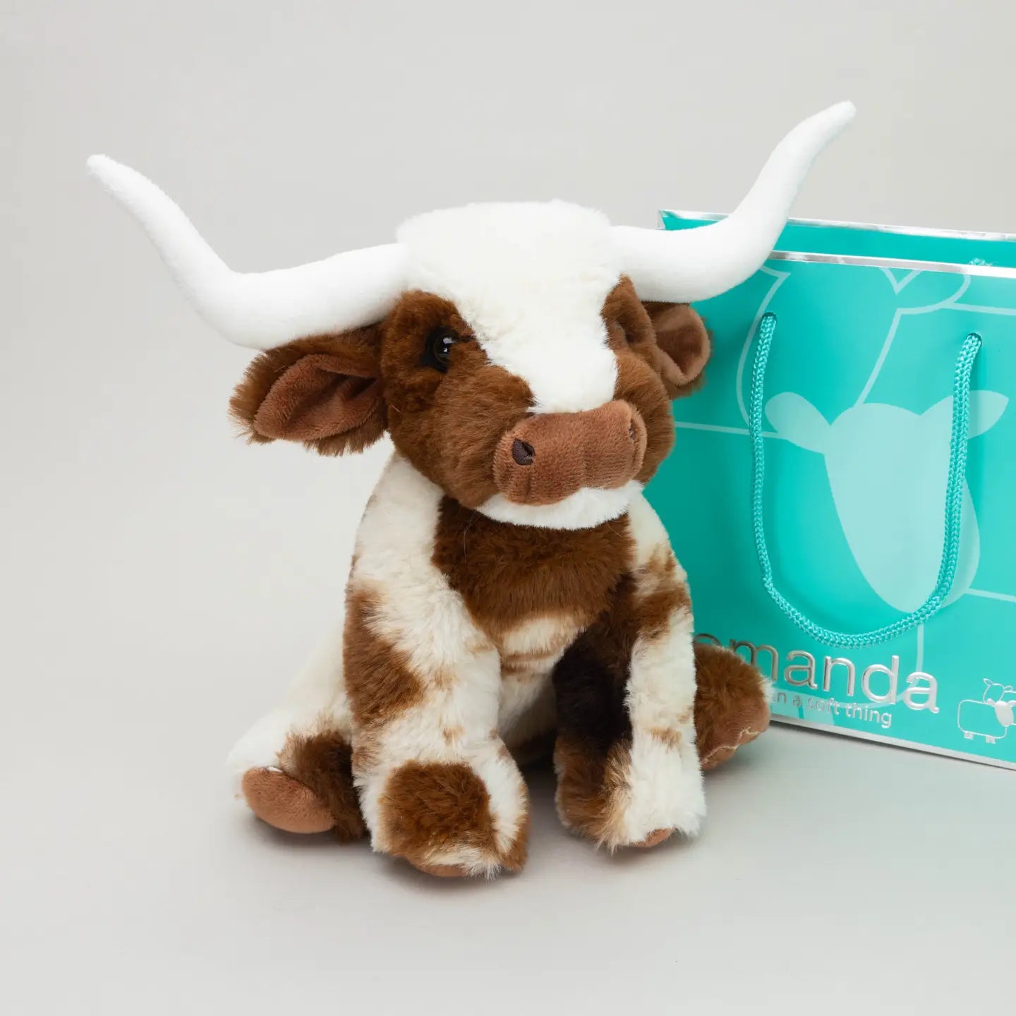 Texas Longhorn Highland Cream Brown Soft Toy Cow