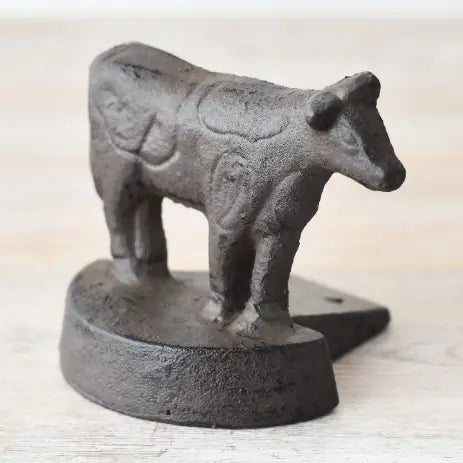 Cast Iron Cow Ornament Doorstop Wedge 10.3cm