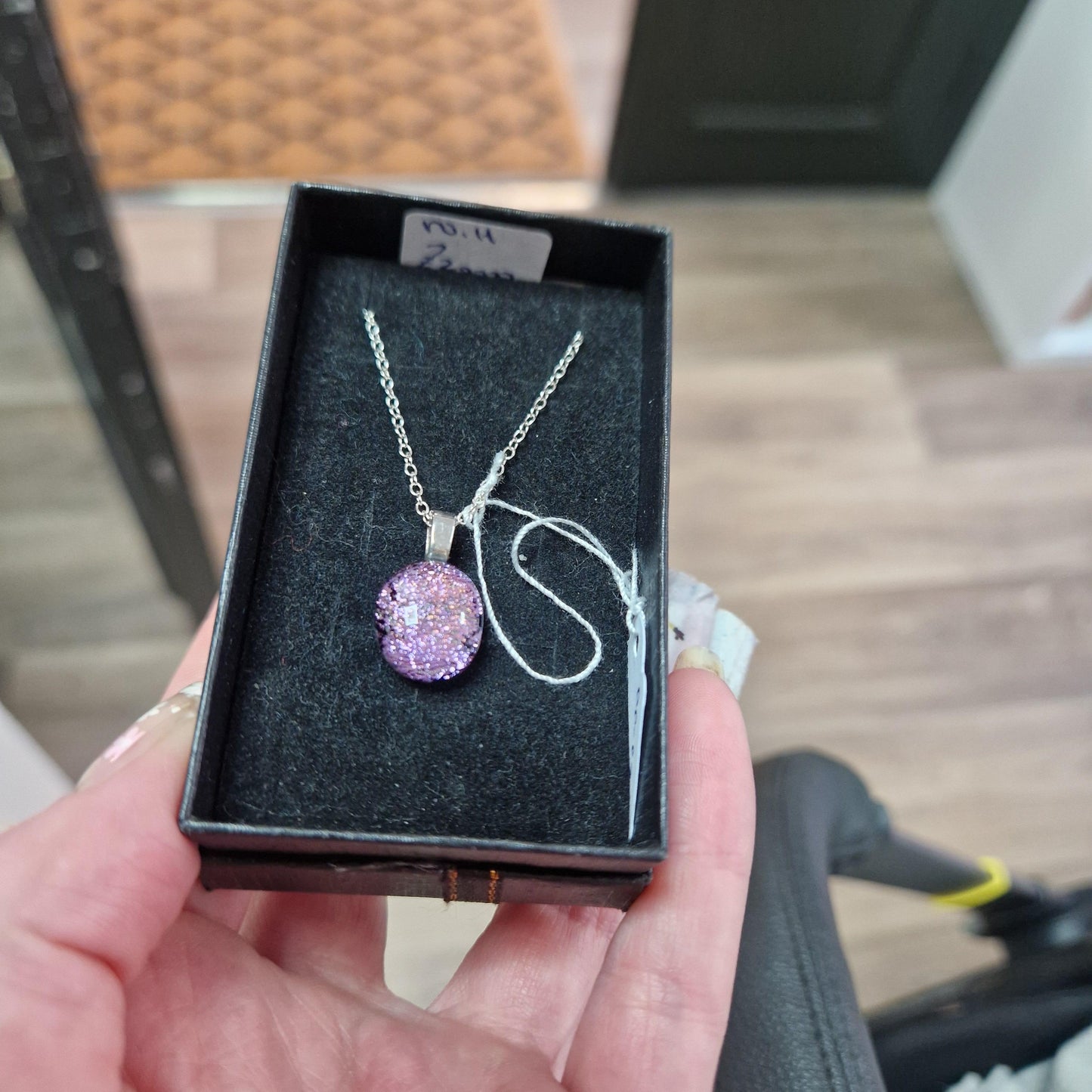 Handmade Round Purple Glass Necklace NH