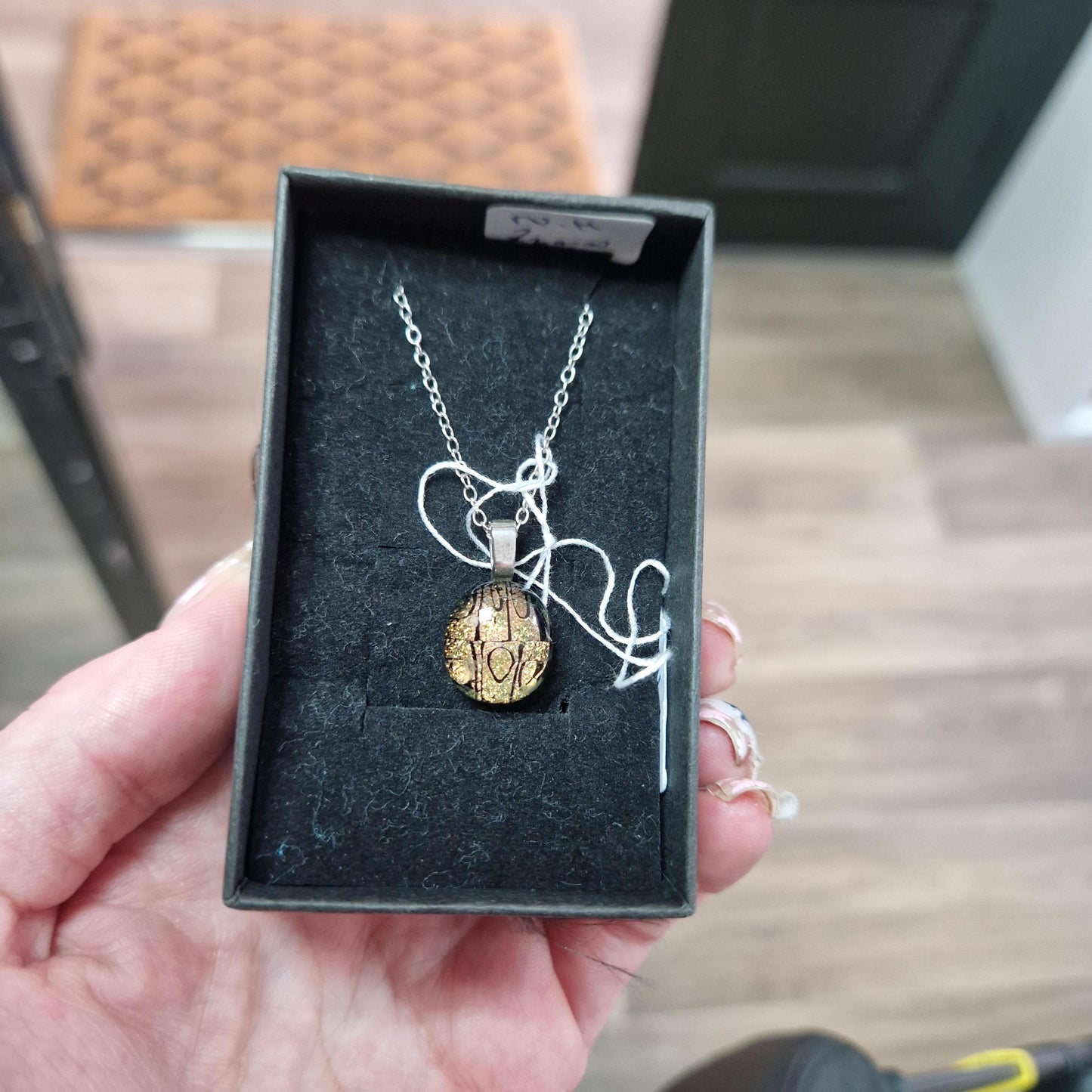 Handmade Round Gold Glass Necklace NH