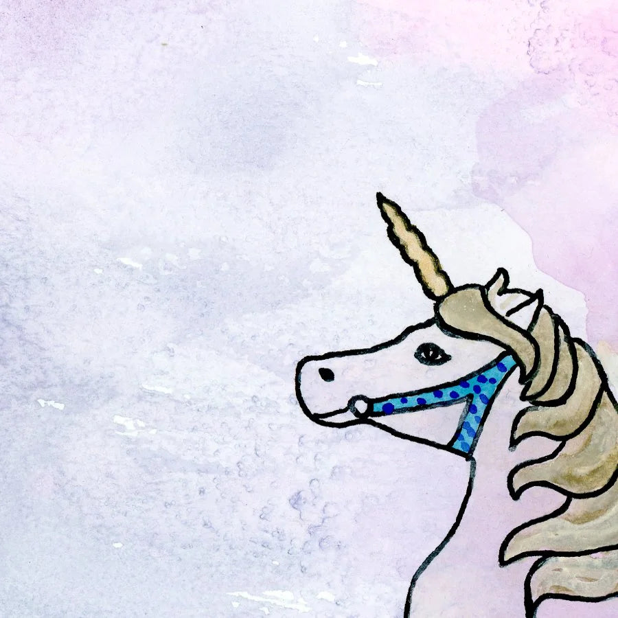 Unicorn Dreams 8" x 6" print with white mount.