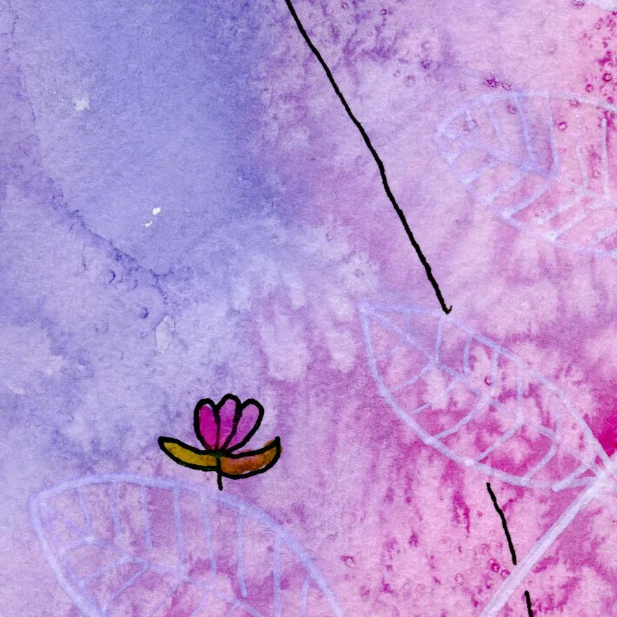 Watery Purple Flowers A4 print (297 x 210 mm) with white mount.
