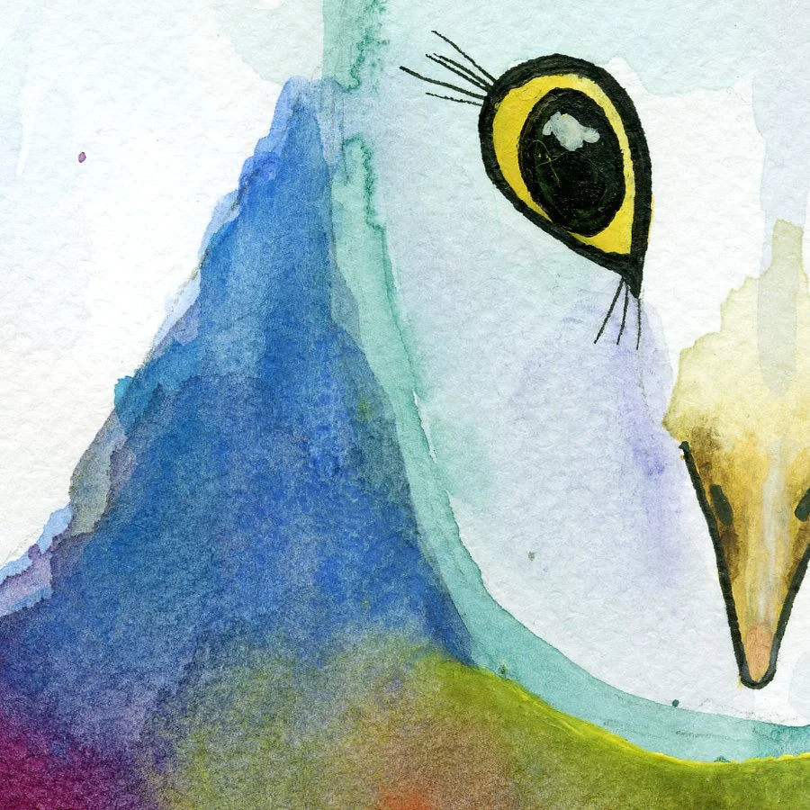 Whimsical Owl A4 print (297 x 210 mm) with white mount.