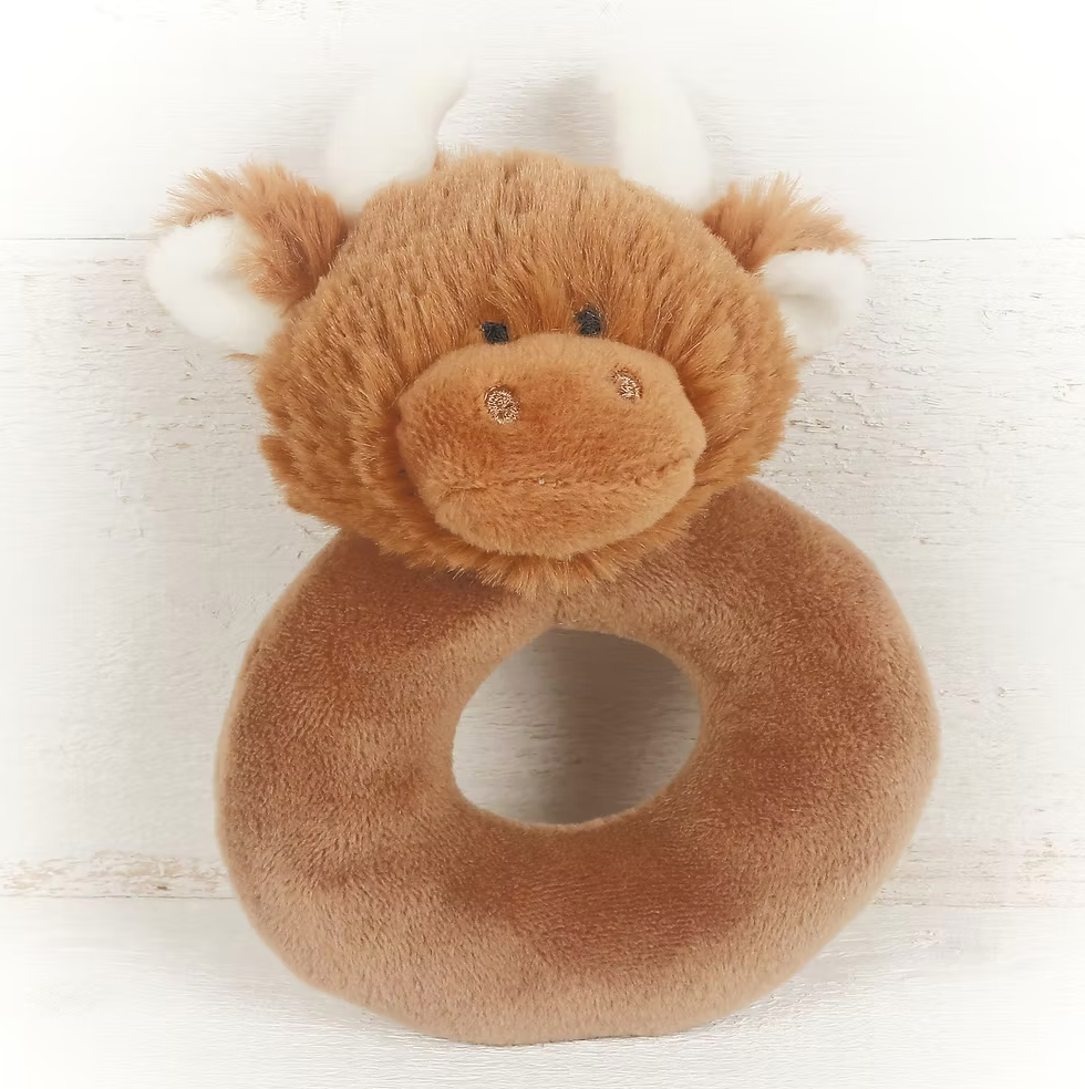 Brown Highland Cow Rattle - 10cm