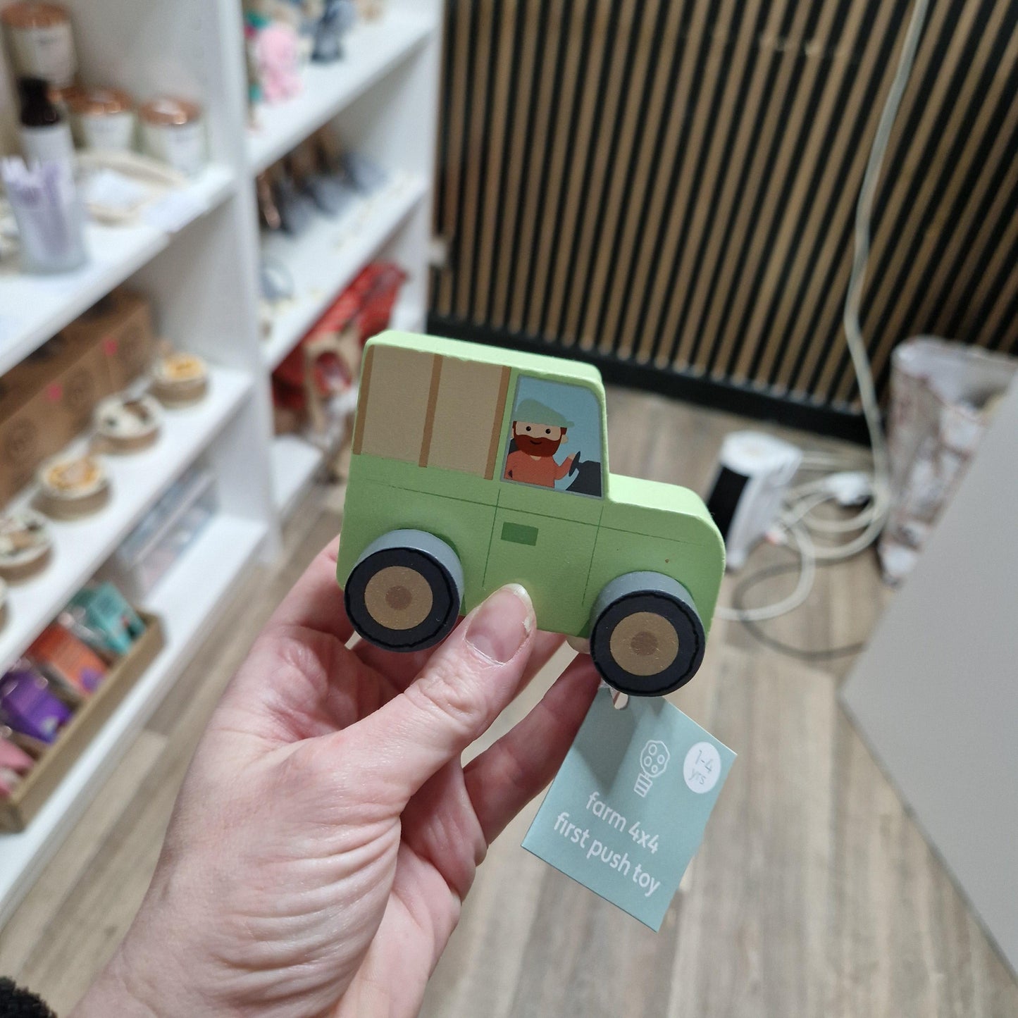 Wooden push along tractor toy LC08