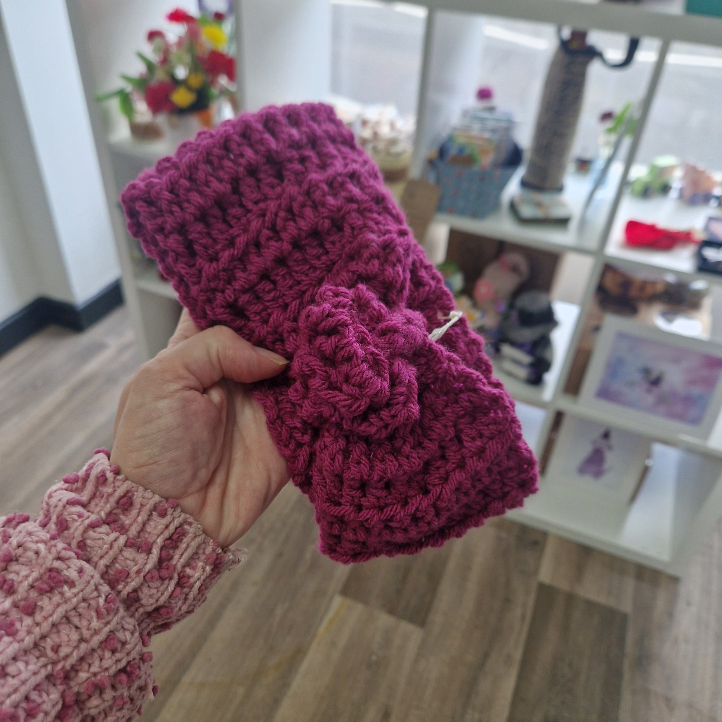 Cerise Pink Purple twist earwarmer PT095