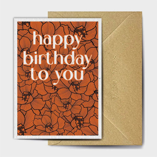 Orange Flower Birthday Seeded card