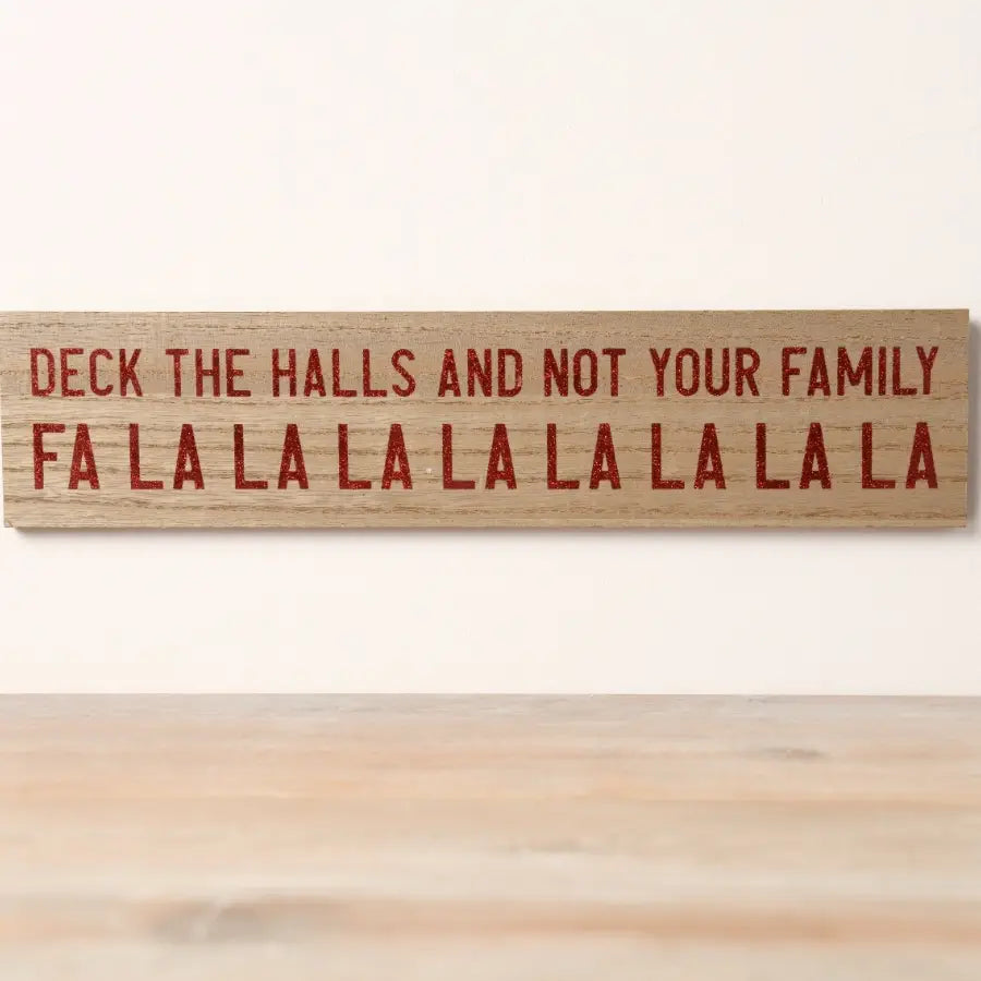 Deck the Halls Wooden Sign with Bio-Degradable Glitter