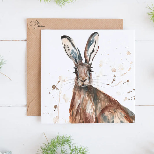 Hare Watercolour Animal Greeting Card