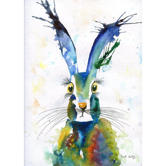 Whimsical Hare 8" x 6" print with white mount.