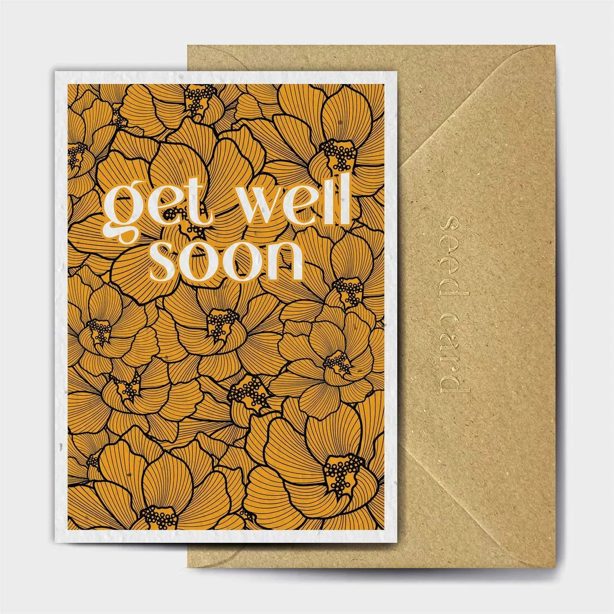 Get Well Soon Orange Flower Seeded card