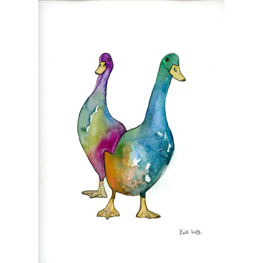 Colourful Ducks 8" x 6" print with white mount.