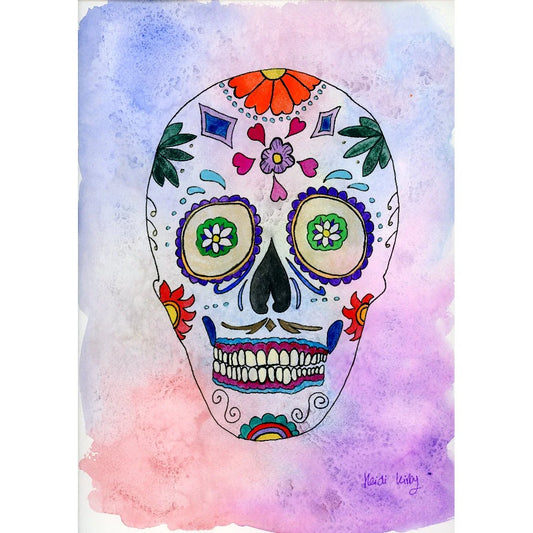 Sugar Skull Whimsy A4 print (297 x 210 mm) with white mount.