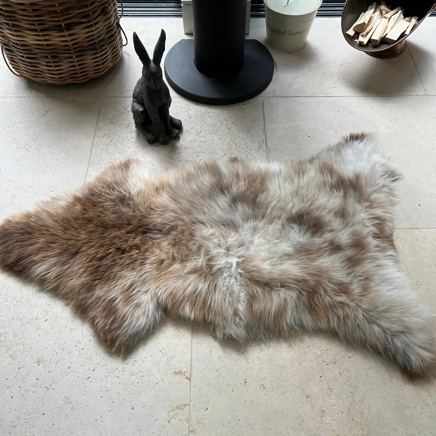 British Curly Sheepskin Browns Natural Undyed Sheepskin Rug