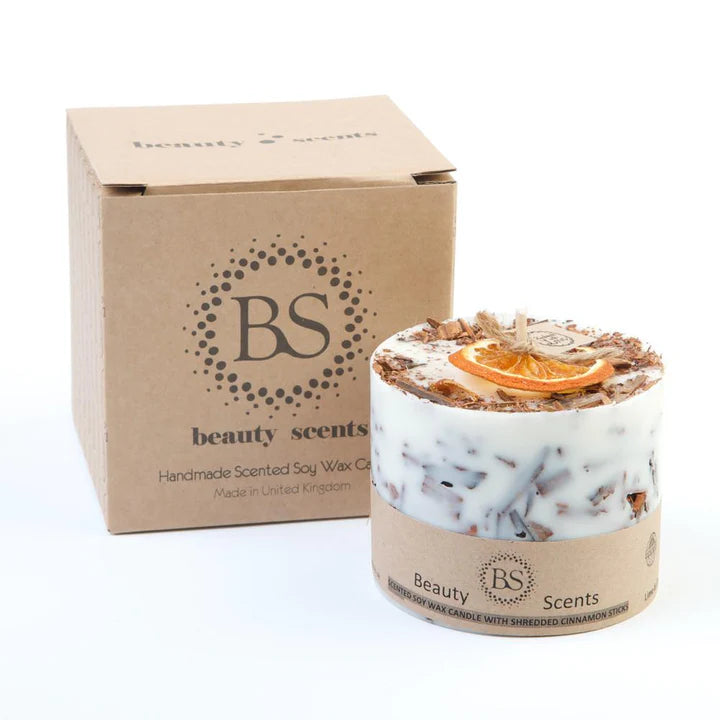 Orange and Cinammon Scent Candle With Shredded Cinnanon