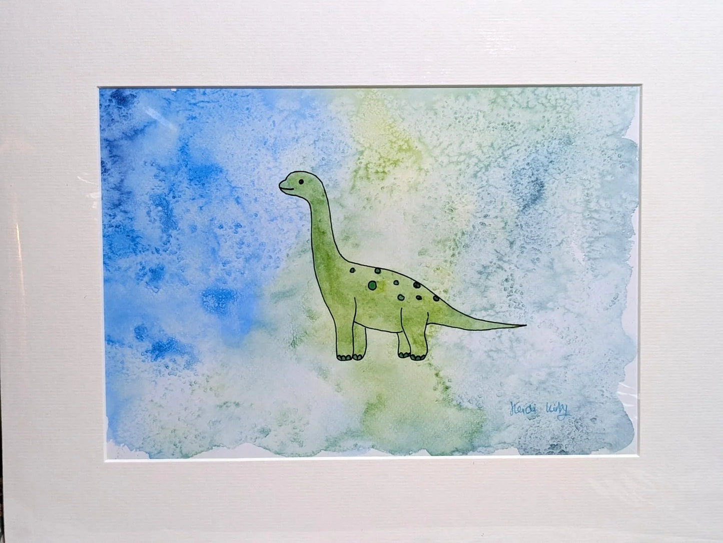 Brontosaurus Fun A4 print (297 x 210 mm) with white mount.