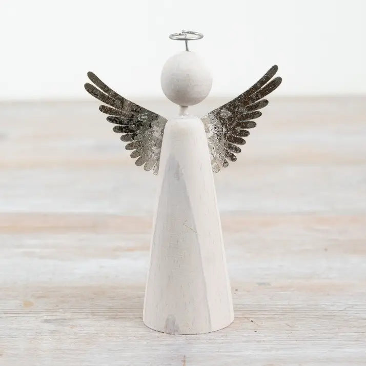 Wooden Standing Angel Deco, 13cm