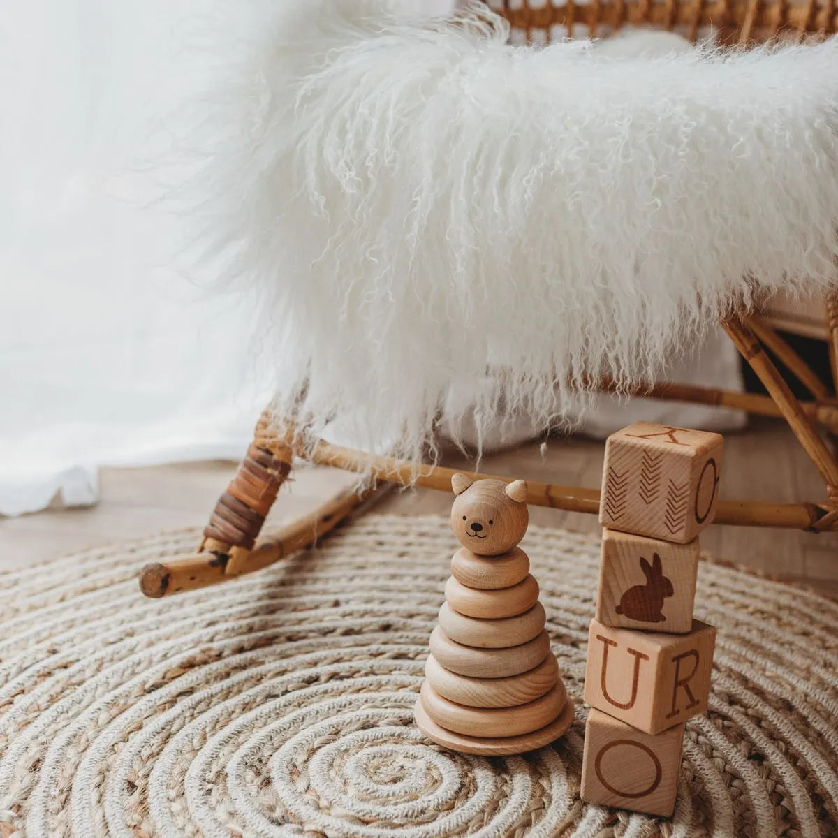 Rare-breed Tibetan Sheepskin rug in Ivory
