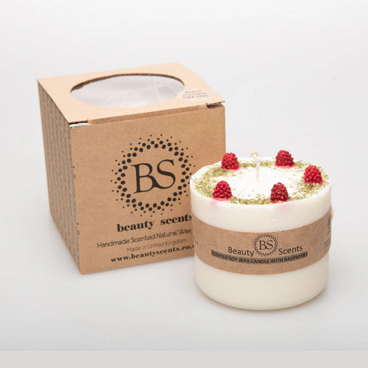 Raspberry Scent Candle with Raspberries Large