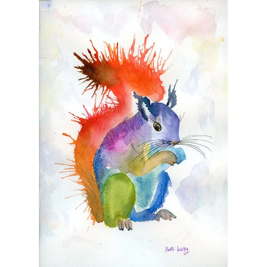 Whimsical Squirrel A4 print (297 x 210 mm) with white mount.