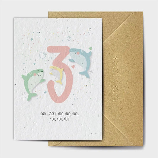 Baby Shark Third Birthday Seeded card