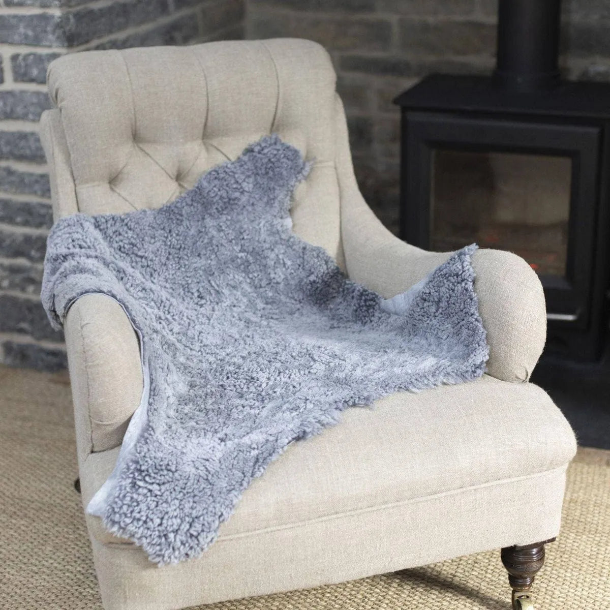 Sheepskin Rug/Throw in Silver Grey