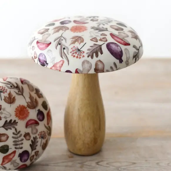 15cm, Wooden Patterned Mushroom