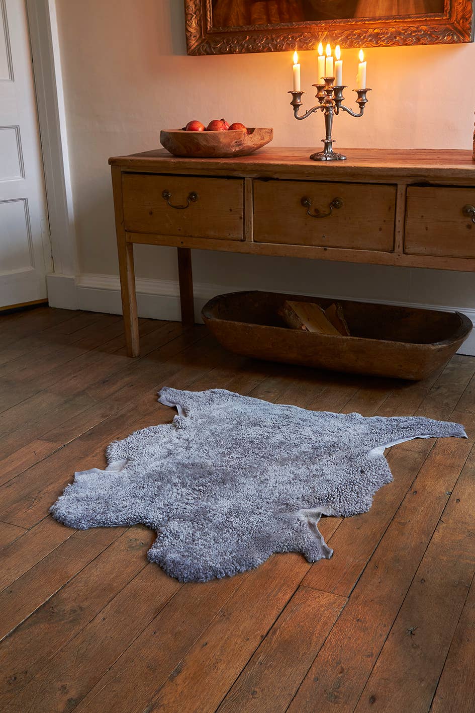 Sheepskin Rug/Throw in Silver Grey