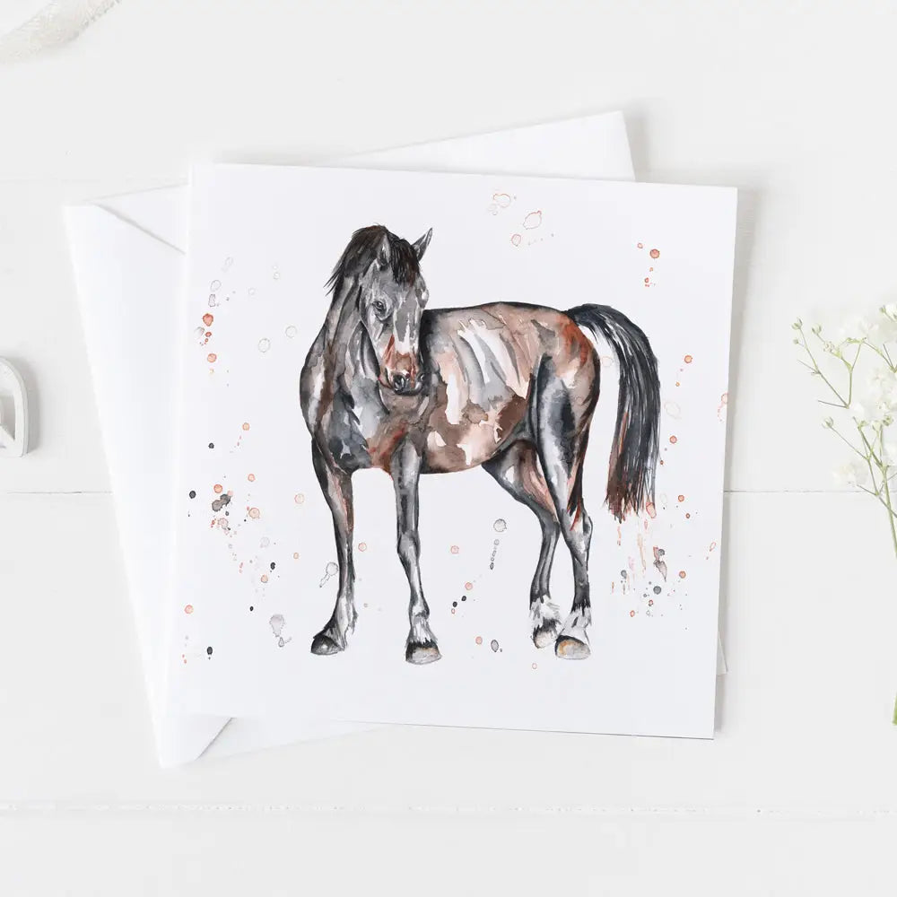 Black Horse Watercolour Design Card
