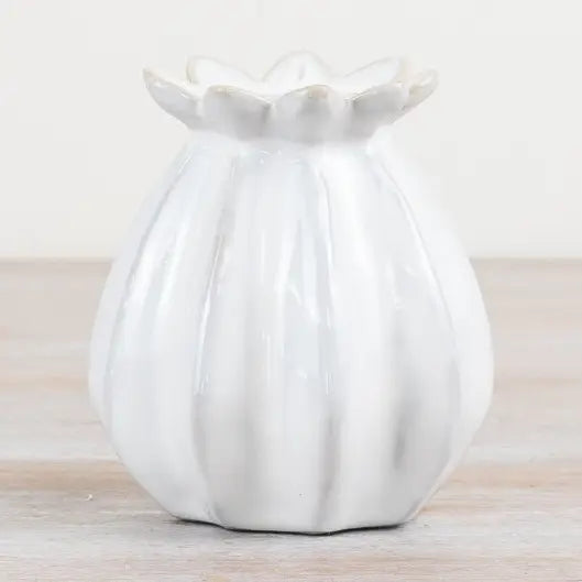 White Poppy Bud Vase, 11cm