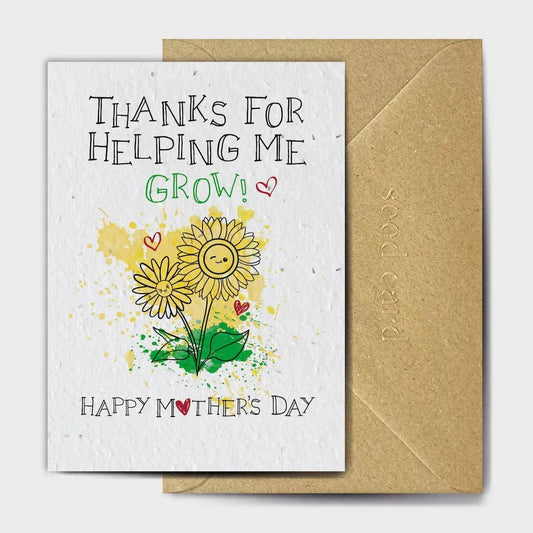 Thank You For Helping Me Grow Mothers Day Seeded card