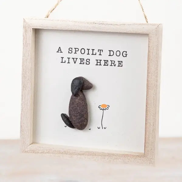 A Spoilt Dog Lives Here" Wooden Sign, 13cm