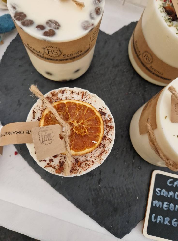 Orange and Cinammon Scent Candle With Shredded Cinnanon