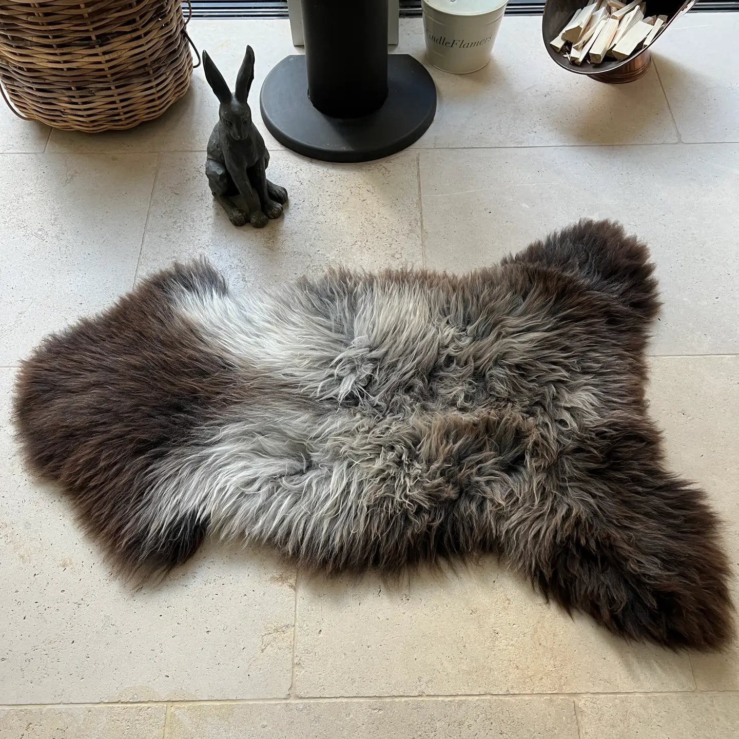 British Curly Sheepskin Browns Natural Undyed Sheepskin Rug