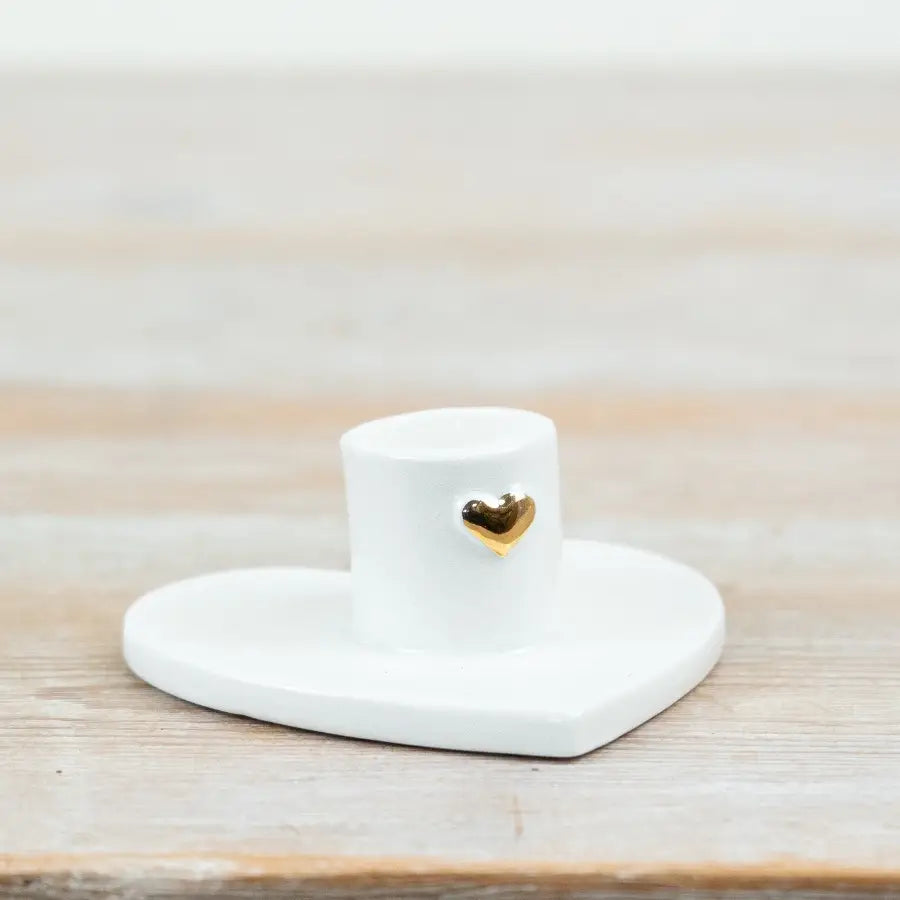 Porcelain Heart Candle Holder, 9cm