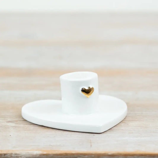 Porcelain Heart Candle Holder, 9cm