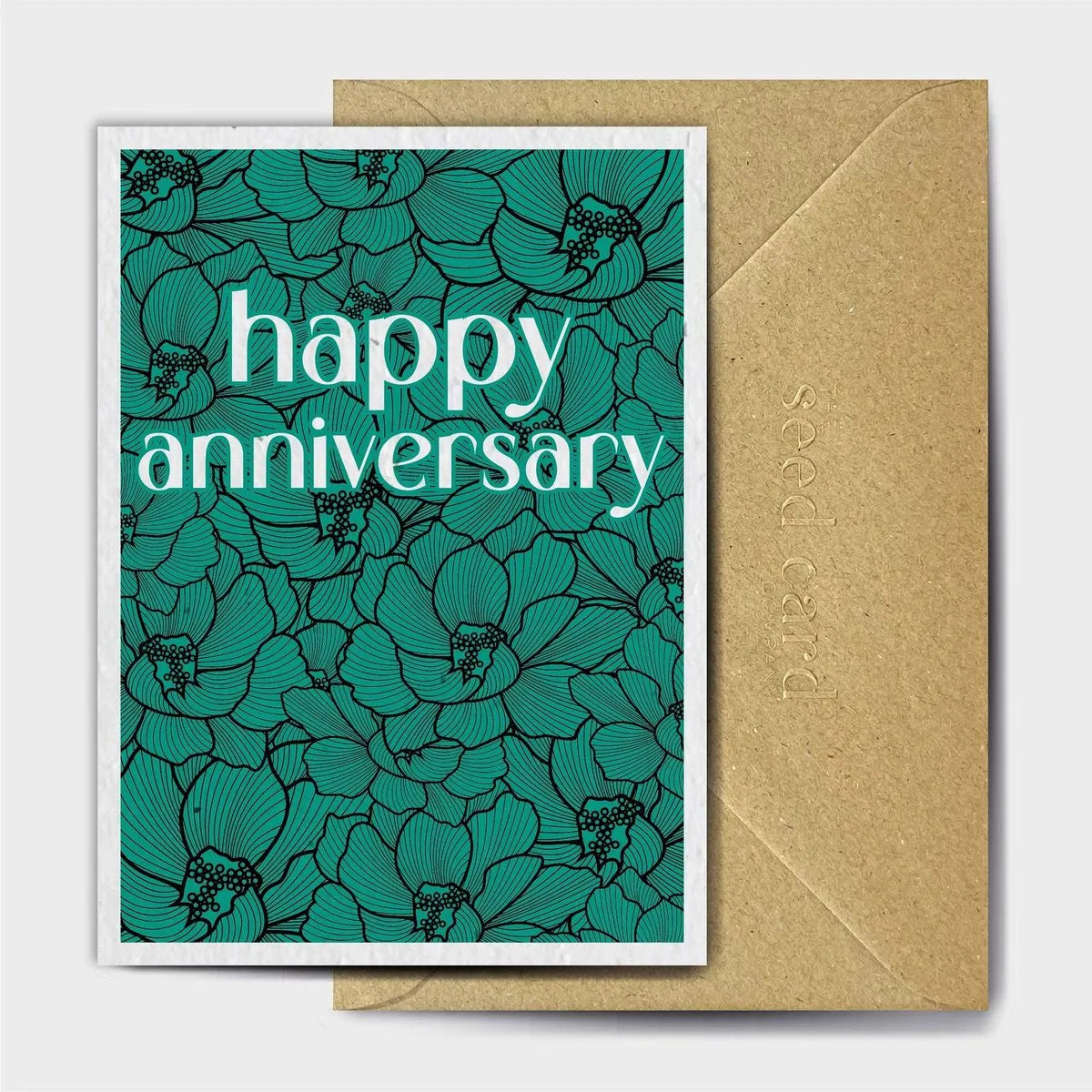 Happy Anniversary Teal Seeded card