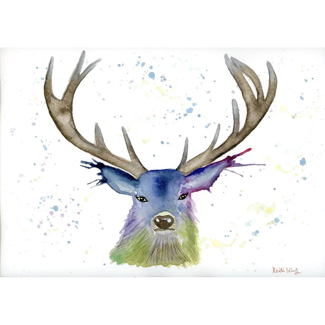 Whimsical Stag A4 print (297 x 210 mm) with white mount.