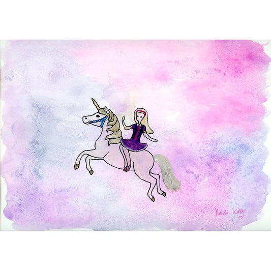 Unicorn Dreams 8" x 6" print with white mount.