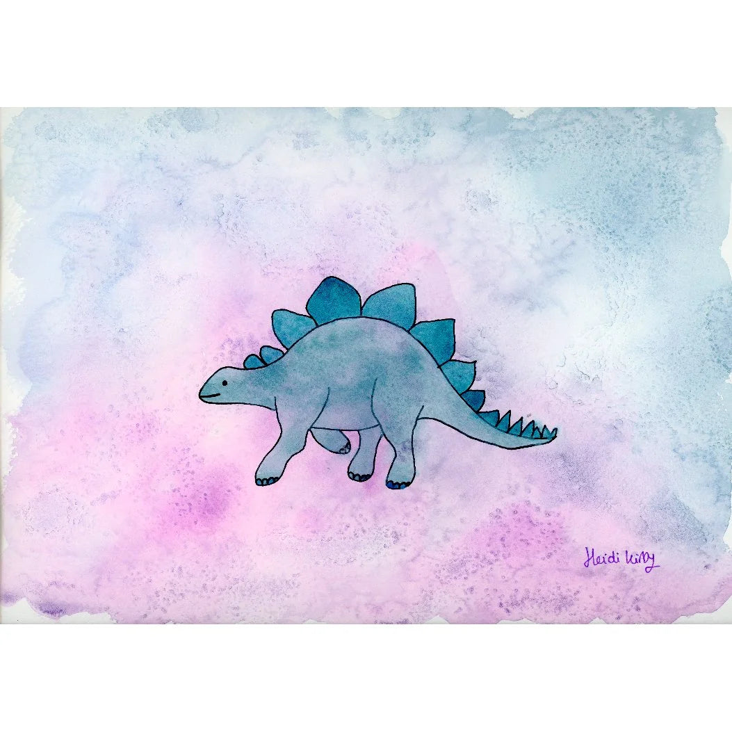Stegosaurus Fun 8" x 6" print in frame.