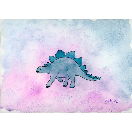 Stegosaurus Fun 8" x 6" print in frame.