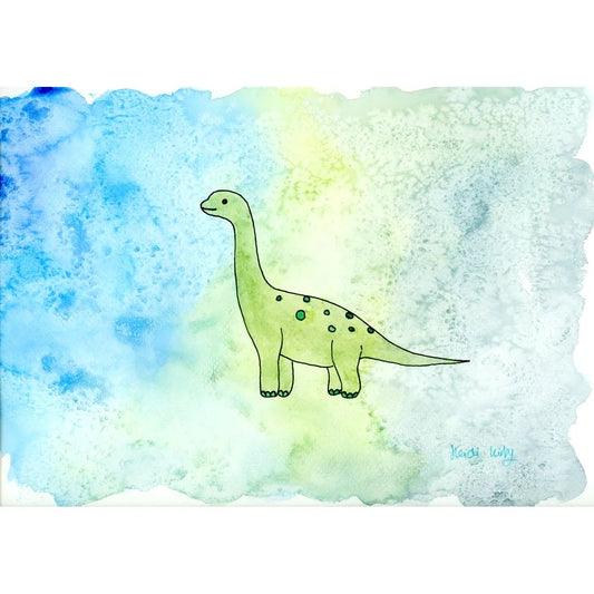 Brontosaurus Fun 8" x 6" print in frame.