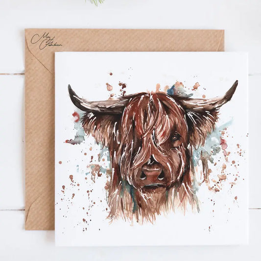 Highland Cow Design Greeting Card